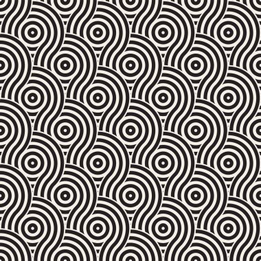 Vektör kesintisiz geometrik desen çizgiler ile daireler oluşur. Modern şık yuvarlanmış çizgiler doku. Yinelenen arka plan