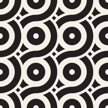 Vektör kesintisiz geometrik desen çizgiler ile daireler oluşur. Modern şık yuvarlanmış çizgiler doku. Yinelenen arka plan