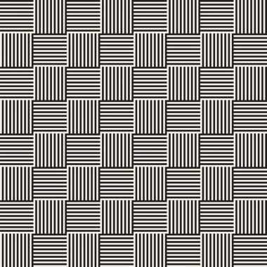 Şık çizgiler kafes. Etnik tek renkli doku. Geometrik arka plan tasarlamak. Vektör sorunsuz siyah-beyaz desen.