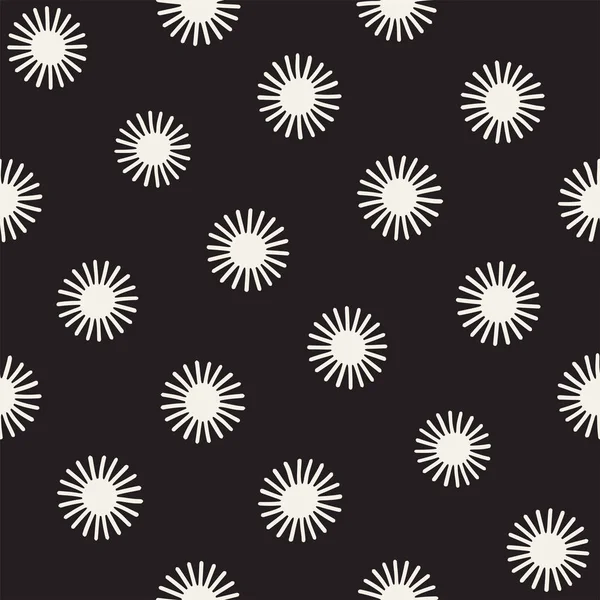 Vektör sorunsuz sunburst şekiller serbest desen. Arka plan yuvarlak fırça darbeleriyle. Elle çizilmiş doku