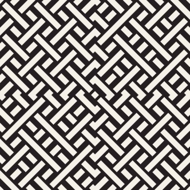 Satırları labirent kafes titreşim. Etnik tek renkli doku. Vektör sorunsuz siyah-beyaz desen
