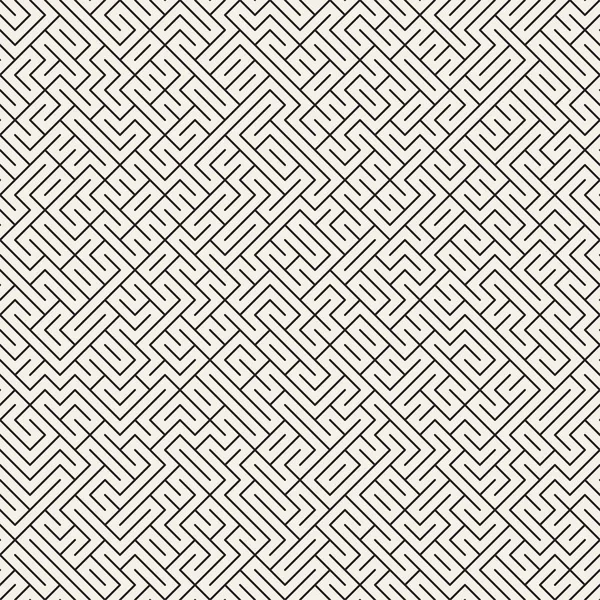 Linha de labirinto irregular. Design de fundo geométrico abstrato. Padrão preto e branco sem costura vetorial . — Vetor de Stock