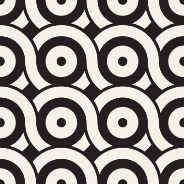 Vektör kesintisiz geometrik desen çizgiler ile daireler oluşur. Modern şık yuvarlanmış çizgiler doku. Yinelenen arka plan