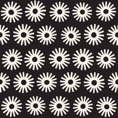 Vektör sorunsuz sunburst şekiller serbest desen. Arka plan yuvarlak fırça darbeleriyle. Elle çizilmiş doku
