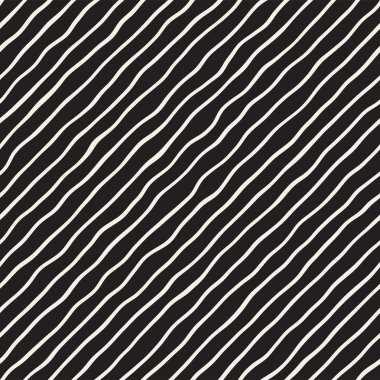 El ile Seamless Modeli dalgalar çizilmiş. Arka plan dalgalı fırça darbeleriyle. Siyah ve beyaz serbest doku hatları.