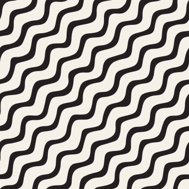 El ile Seamless Modeli dalgalar çizilmiş. Arka plan dalgalı fırça darbeleriyle. Siyah ve beyaz serbest doku hatları.