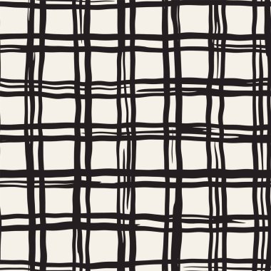 Elle çizilmiş Dikişsiz kareli desen. Mürekkep doodle grunge kılavuz allover desenle. Tartan ile grafik arka plan.