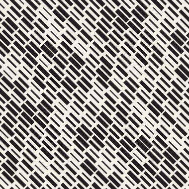 Vektör sorunsuz siyah ve beyaz düzensiz çizgi dikdörtgen ızgara desen. Geometrik arka plan tasarlamak