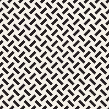 Vektör kesintisiz geometrik desen çapraz tarama. Grafik veya arka plan geçti. Damalı motif. Crosshatched hatlarının kesintisiz siyah beyaz doku.