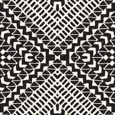 Elle çizilmiş Dikişsiz desen çizdi. Vektör aşiret tasarım arka plan. Etnik motif. Geometrik etnik Şerit çizgileri resimde. Sanat baskı, tekstil, duvar kağıdı, kağıt ambalaj için.