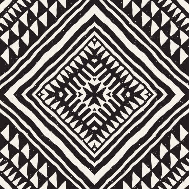 Elle çizilmiş Dikişsiz desen çizdi. Vektör aşiret tasarım arka plan. Etnik motif. Geometrik etnik Şerit çizgileri resimde. Sanat baskı, tekstil, duvar kağıdı, kağıt ambalaj için.