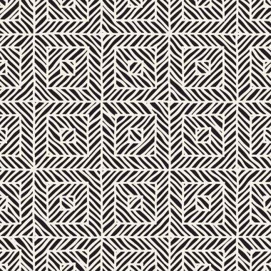 Vektör sorunsuz elle çizilmiş desen. Zigzag ve şerit kaba hatları. Aşiret tasarım arka plan. Etnik doodle doku.