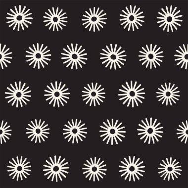 Vektör sorunsuz sunburst şekiller serbest desen. Arka plan yuvarlak fırça darbeleriyle. Elle çizilmiş doku