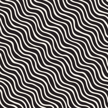 El ile Seamless Modeli dalgalar çizilmiş. Arka plan dalgalı fırça darbeleriyle. Siyah ve beyaz serbest doku hatları.