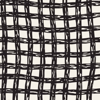 Elle çizilmiş Dikişsiz kareli desen. Mürekkep doodle grunge kılavuz allover desenle. Tartan ile grafik arka plan.