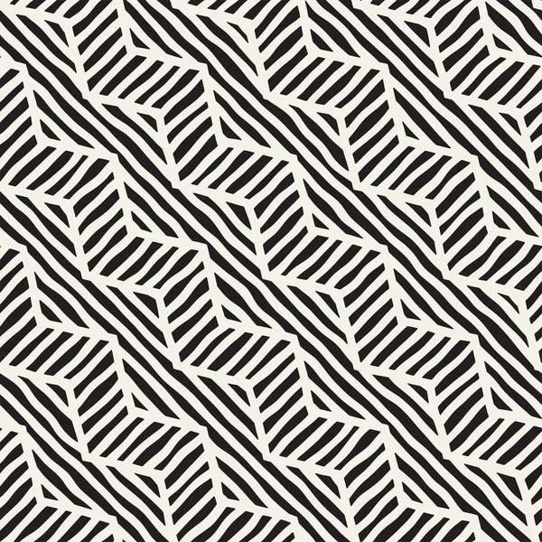 Padrão desenhado à mão sem costura vetorial. Zigzag e riscas linhas ásperas. Fundo de design tribal. Textura do doodle étnico . — Vetor de Stock