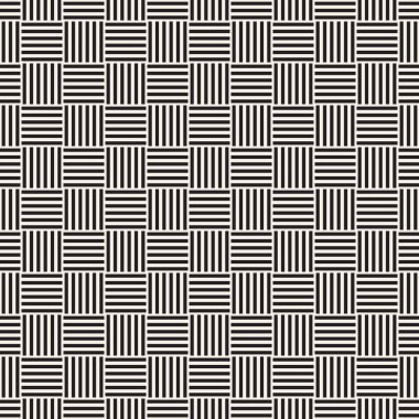 Vektör kesintisiz geometrik desen çapraz tarama. Grafik veya arka plan geçti. Damalı motif. Crosshatched hatlarının kesintisiz siyah beyaz doku. Kafes basit kumaş baskı.