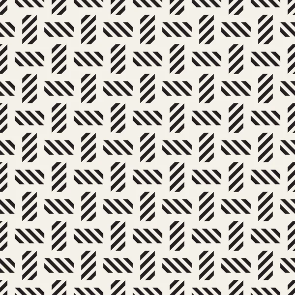 Crosshatch-Vektor nahtlose geometrische Muster. gekreuzte grafische Rechtecke Hintergrund. kariertes Motiv. nahtlose Schwarz-Weiß-Textur aus kreuzförmigen Linien. Spalier einfacher Stoffdruck. — Stockvektor