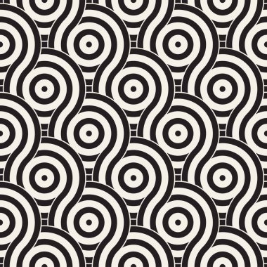 Vektör kesintisiz geometrik desen çizgiler ile daireler oluşur. Modern şık yuvarlanmış çizgiler doku. Yinelenen arka plan