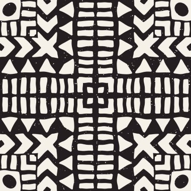 Elle çizilmiş Dikişsiz desen çizdi. Vektör aşiret tasarım arka plan. Etnik motif. Geometrik etnik Şerit çizgileri resimde. Sanat baskı, tekstil, duvar kağıdı, kağıt ambalaj için.