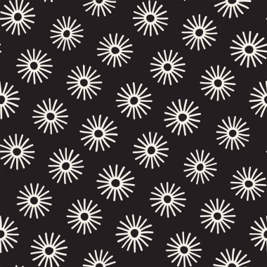 Vektör sorunsuz sunburst şekiller serbest desen. Arka plan yuvarlak fırça darbeleriyle. Elle çizilmiş doku