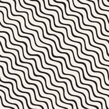 El ile Seamless Modeli dalgalar çizilmiş. Arka plan dalgalı fırça darbeleriyle. Siyah ve beyaz serbest doku hatları.