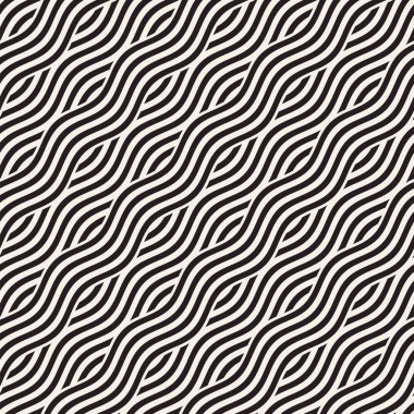 Dalgalı çizgilerle soyut geometrik desen. Titreşimli görüntüyü çizgili tasarım yuvarlanır. Sorunsuz vektör arka plan.