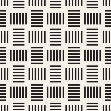 Vektör kesintisiz geometrik desen çapraz tarama. Grafik veya arka plan geçti. Damalı motif. Crosshatched hatlarının kesintisiz siyah beyaz doku. Kafes basit kumaş baskı.