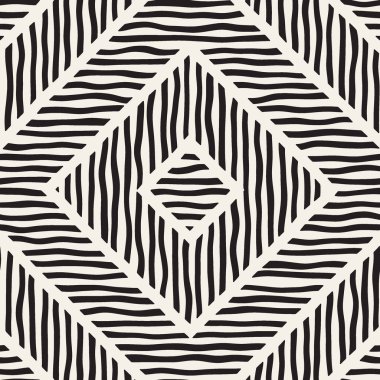 Vektör sorunsuz elle çizilmiş desen. Zigzag ve şerit kaba hatları. Aşiret tasarım arka plan. Etnik doodle doku.