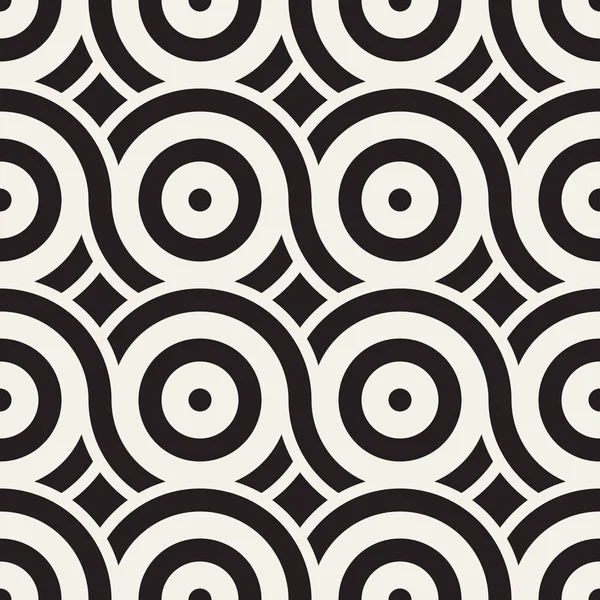 Vektör kesintisiz geometrik desen çizgiler ile daireler oluşur. Modern şık yuvarlanmış çizgiler doku. Yinelenen arka plan