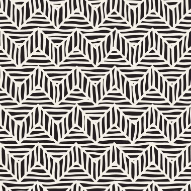 Vektör sorunsuz elle çizilmiş desen. Zigzag ve şerit kaba hatları. Aşiret tasarım arka plan. Etnik doodle doku.
