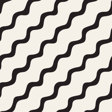 El ile Seamless Modeli dalgalar çizilmiş. Arka plan dalgalı fırça darbeleriyle. Siyah ve beyaz serbest doku hatları.