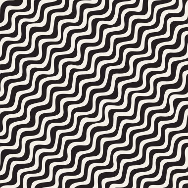 El ile Seamless Modeli dalgalar çizilmiş. Arka plan dalgalı fırça darbeleriyle. Siyah ve beyaz serbest doku hatları.