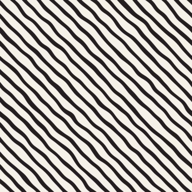 El ile Seamless Modeli dalgalar çizilmiş. Arka plan dalgalı fırça darbeleriyle. Siyah ve beyaz serbest doku hatları.