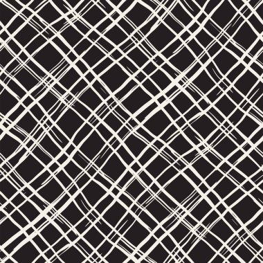 Elle çizilmiş Dikişsiz kareli desen. Mürekkep doodle grunge kılavuz allover desenle. Tartan ile grafik arka plan.