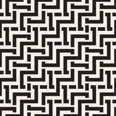 Satırları labirent kafes titreşim. Etnik tek renkli doku. Vektör sorunsuz siyah-beyaz desen