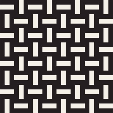Vektör kesintisiz geometrik desen çapraz tarama. Grafik veya arka plan geçti. Damalı motif. Crosshatched hatlarının kesintisiz siyah beyaz doku. Kafes basit kumaş baskı.