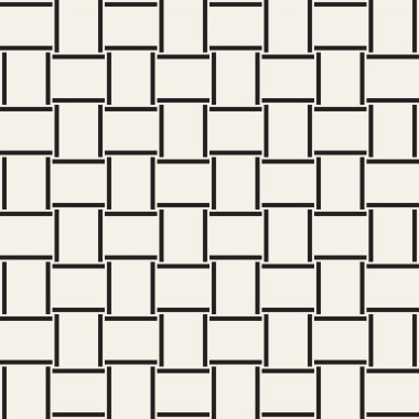 Vektör kesintisiz geometrik desen çapraz tarama. Grafik veya arka plan geçti. Damalı motif. Crosshatched hatlarının kesintisiz siyah beyaz doku. Kafes basit kumaş baskı.