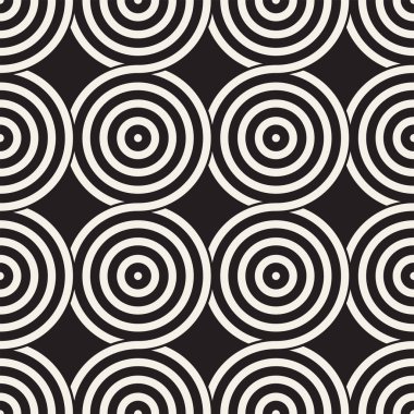 Vektör kesintisiz geometrik desen çizgiler ile daireler oluşur. Modern şık yuvarlanmış çizgiler doku. Yinelenen arka plan