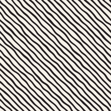 El ile Seamless Modeli dalgalar çizilmiş. Arka plan dalgalı fırça darbeleriyle. Siyah ve beyaz serbest doku hatları.