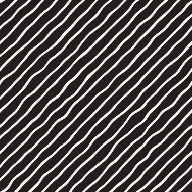 El ile Seamless Modeli dalgalar çizilmiş. Arka plan dalgalı fırça darbeleriyle. Siyah ve beyaz serbest doku hatları.