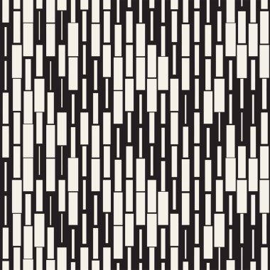 Vektör sorunsuz siyah ve beyaz düzensiz çizgi dikdörtgen ızgara desen. Geometrik arka plan tasarlamak