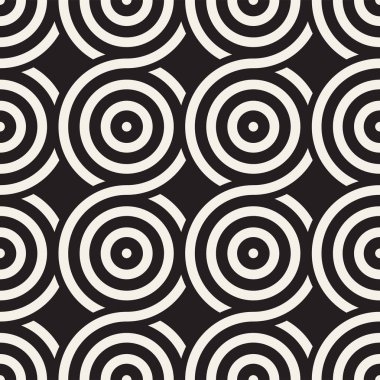 Vektör kesintisiz geometrik desen çizgiler ile daireler oluşur. Modern şık yuvarlanmış çizgiler doku. Yinelenen arka plan