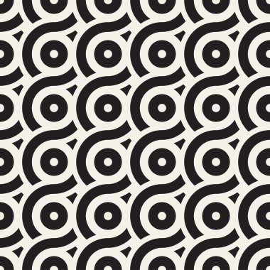 Vektör kesintisiz geometrik desen çizgiler ile daireler oluşur. Modern şık yuvarlanmış çizgiler doku. Yinelenen arka plan