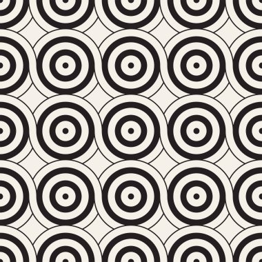 Vektör kesintisiz geometrik desen çizgiler ile daireler oluşur. Modern şık yuvarlanmış çizgiler doku. Yinelenen arka plan