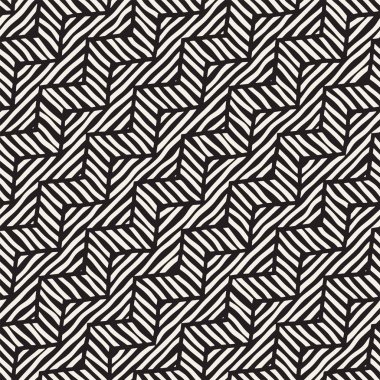 Vektör sorunsuz elle çizilmiş desen. Zigzag ve şerit kaba hatları. Aşiret tasarım arka plan. Etnik doodle doku.
