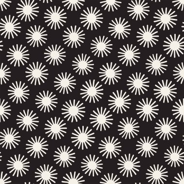 Vektör sorunsuz sunburst şekiller serbest desen. Arka plan yuvarlak fırça darbeleriyle. Elle çizilmiş doku