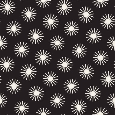 Vektör sorunsuz sunburst şekiller serbest desen. Arka plan yuvarlak fırça darbeleriyle. Elle çizilmiş doku