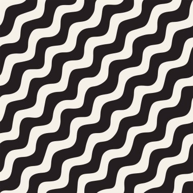 El ile Seamless Modeli dalgalar çizilmiş. Arka plan dalgalı fırça darbeleriyle. Siyah ve beyaz serbest doku hatları.