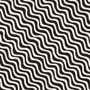 El ile Seamless Modeli dalgalar çizilmiş. Arka plan dalgalı fırça darbeleriyle. Siyah ve beyaz serbest doku hatları.